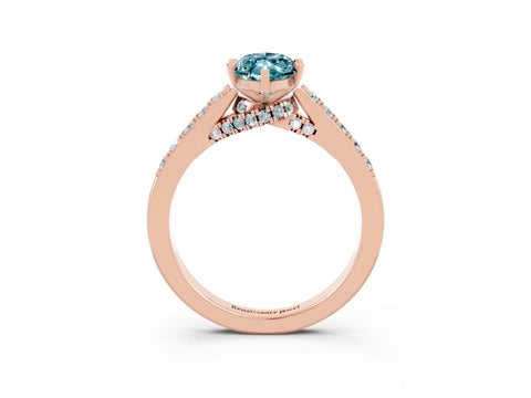 Rose gold Marquise Cut Diamond Solitaire Ring with Pavé Band and Prong Setting_3