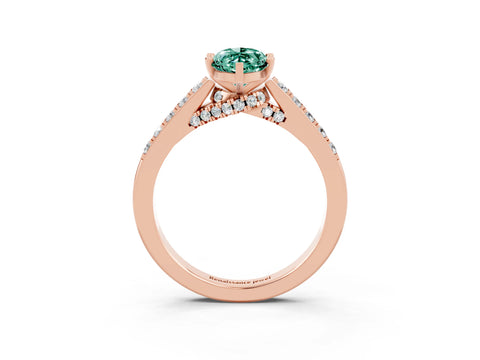 Rose gold Marquise Cut Diamond Solitaire Ring with Pavé Band and Prong Setting_3
