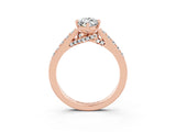 Rose gold Marquise Cut Diamond Solitaire Ring with Pavé Band and Prong Setting_3