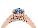 Rose gold Marquise Cut Diamond Solitaire Ring with Pavé Band and Prong Setting_4