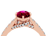 Rose gold Marquise Cut Diamond Solitaire Ring with Pavé Band and Prong Setting_4