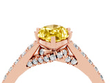 Rose gold Marquise Cut Diamond Solitaire Ring with Pavé Band and Prong Setting_4