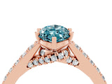 Rose gold Marquise Cut Diamond Solitaire Ring with Pavé Band and Prong Setting_4