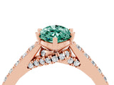 Rose gold Marquise Cut Diamond Solitaire Ring with Pavé Band and Prong Setting_4