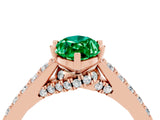 Rose gold Marquise Cut Diamond Solitaire Ring with Pavé Band and Prong Setting_4