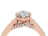 Rose gold Marquise Cut Diamond Solitaire Ring with Pavé Band and Prong Setting_4