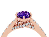 Rose gold Marquise Cut Diamond Solitaire Ring with Pavé Band and Prong Setting_4