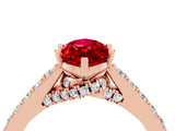 Rose gold Marquise Cut Diamond Solitaire Ring with Pavé Band and Prong Setting_4