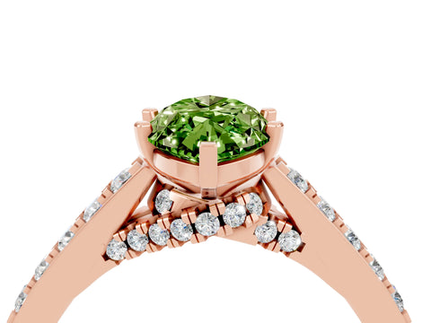 Rose gold Marquise Cut Diamond Solitaire Ring with Pavé Band and Prong Setting_4
