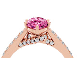 Rose gold Marquise Cut Diamond Solitaire Ring with Pavé Band and Prong Setting_4