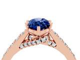 Rose gold Marquise Cut Diamond Solitaire Ring with Pavé Band and Prong Setting_4