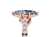 Rose gold Marquise Cut Diamond Solitaire Ring with Pavé Band and Prong Setting_5