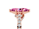 Rose gold Marquise Cut Diamond Solitaire Ring with Pavé Band and Prong Setting_5