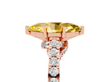 Rose gold Marquise Cut Diamond Solitaire Ring with Pavé Band and Prong Setting_5