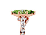 Rose gold Marquise Cut Diamond Solitaire Ring with Pavé Band and Prong Setting_5