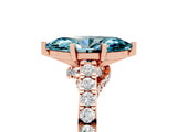Rose gold Marquise Cut Diamond Solitaire Ring with Pavé Band and Prong Setting_5