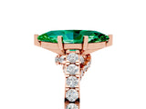 Rose gold Marquise Cut Diamond Solitaire Ring with Pavé Band and Prong Setting_5