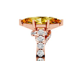 Rose gold Marquise Cut Diamond Solitaire Ring with Pavé Band and Prong Setting_5