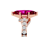 Rose gold Marquise Cut Diamond Solitaire Ring with Pavé Band and Prong Setting_5