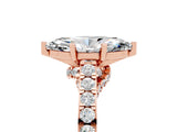Rose gold Marquise Cut Diamond Solitaire Ring with Pavé Band and Prong Setting_5