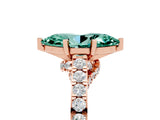 Rose gold Marquise Cut Diamond Solitaire Ring with Pavé Band and Prong Setting_5