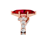 Rose gold Marquise Cut Diamond Solitaire Ring with Pavé Band and Prong Setting_5