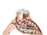 Rose gold Marquise Cut Diamond Solitaire Ring with Prong Setting and Twisted Pavé Band_19