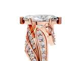 Rose gold Marquise Cut Diamond Solitaire Ring with Prong Setting and Twisted Pavé Band_20