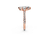Rose gold Marquise Cut Diamond Solitaire Ring with Round  Pavé Band and Four-Prong Setting_44