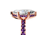 Rose gold Marquise Cut Diamond Solitaire Ring with Round with Amethyst side stone Pavé Band and Four-Prong Setting_41