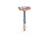 Rose gold Marquise Cut Diamond Solitaire Ring with Round with Aquamarine side stone Pavé Band and Four-Prong Setting_38