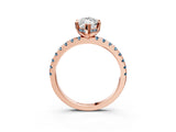 Rose gold Marquise Cut Diamond Solitaire Ring with Round with Aquamarine side stone Pavé Band and Four-Prong Setting_39