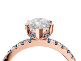 Rose gold Marquise Cut Diamond Solitaire Ring with Round with Aquamarine side stone Pavé Band and Four-Prong Setting_40