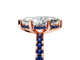 Rose gold Marquise Cut Diamond Solitaire Ring with Round with Blue Sapphire side stone Pavé Band and Four-Prong Setting_41