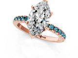 Rose gold Marquise Cut Diamond Solitaire Ring with Round with Blue Topaz side stone Pavé Band and Four-Prong Setting_37