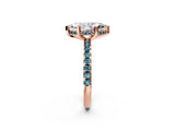 Rose gold Marquise Cut Diamond Solitaire Ring with Round with Blue Topaz side stone Pavé Band and Four-Prong Setting_38
