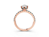 Rose gold Marquise Cut Diamond Solitaire Ring with Round with Blue Topaz side stone Pavé Band and Four-Prong Setting_39