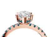 Rose gold Marquise Cut Diamond Solitaire Ring with Round with Blue Topaz side stone Pavé Band and Four-Prong Setting_40