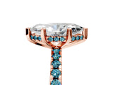 Rose gold Marquise Cut Diamond Solitaire Ring with Round with Blue Topaz side stone Pavé Band and Four-Prong Setting_41
