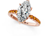 Rose gold Marquise Cut Diamond Solitaire Ring with Round with Citrine side stone Pavé Band and Four-Prong Setting_37
