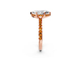 Rose gold Marquise Cut Diamond Solitaire Ring with Round with Citrine side stone Pavé Band and Four-Prong Setting_38
