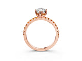 Rose gold Marquise Cut Diamond Solitaire Ring with Round with Citrine side stone Pavé Band and Four-Prong Setting_39