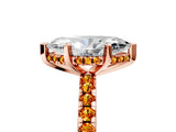 Rose gold Marquise Cut Diamond Solitaire Ring with Round with Citrine side stone Pavé Band and Four-Prong Setting_41