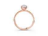 Rose gold Marquise Cut Diamond Solitaire Ring with Round with Citrine side stone Pavé Band and Prong Setting_15