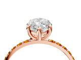 Rose gold Marquise Cut Diamond Solitaire Ring with Round with Citrine side stone Pavé Band and Prong Setting_16