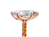 Rose gold Marquise Cut Diamond Solitaire Ring with Round with Citrine side stone Pavé Band and Prong Setting_17
