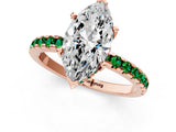 Rose gold Marquise Cut Diamond Solitaire Ring with Round with Emerald side stone Pavé Band and Four-Prong Setting_37