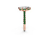 Rose gold Marquise Cut Diamond Solitaire Ring with Round with Emerald side stone Pavé Band and Four-Prong Setting_38