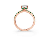 Rose gold Marquise Cut Diamond Solitaire Ring with Round with Emerald side stone Pavé Band and Four-Prong Setting_39