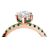 Rose gold Marquise Cut Diamond Solitaire Ring with Round with Emerald side stone Pavé Band and Four-Prong Setting_40